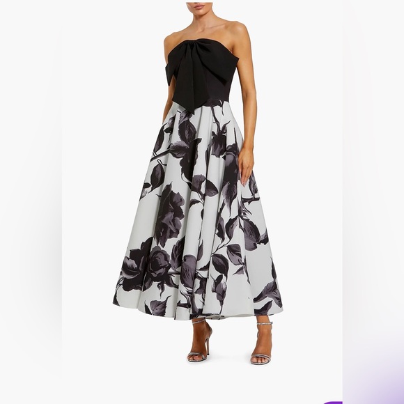 Mac Duggal Dresses & Skirts - Mac Duggal Strapless Floral Bow Midi Dress Size 8 NWT